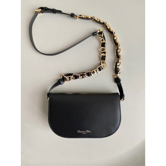 Dior CD Signature Chain Bag in Black Calfskin