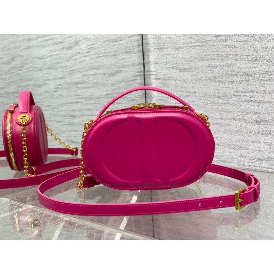 Dior CD Signature Oval Camera Bag in Rani Pink Calfskin