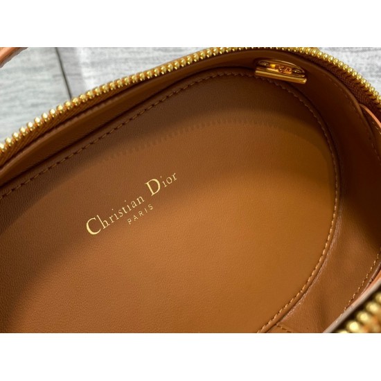 Dior CD Signature Oval Camera Bag in Brown Calfskin