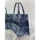 Dior Medium Book Tote Bag In Denim Blue Toile de Jouy Embroidery