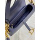 Dior Saddle Bag with Strap in Indigo Blue Grained Calfskin