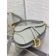 Dior Saddle Bag with Strap in Grey Stone Grained Calfskin