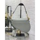 Dior Saddle Bag with Strap in Grey Stone Grained Calfskin