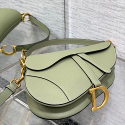 Dior Saddle Bag with Strap in Ethereal Green Grained Calfskin