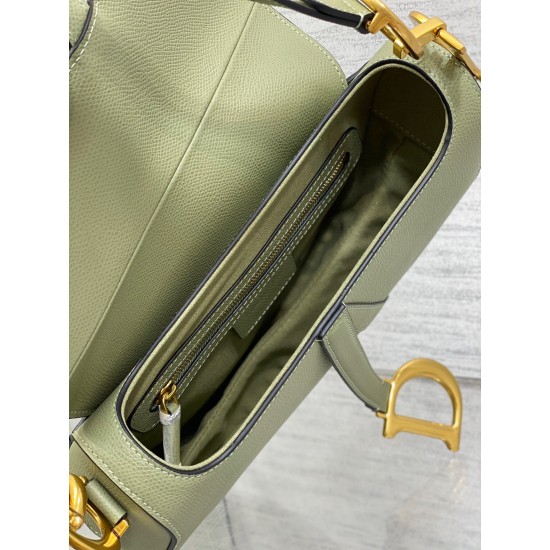 Dior Saddle Bag with Strap in Ethereal Green Grained Calfskin