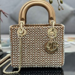 Dior Lady Dior Mini Chain Bag in Square with Strass and Beads