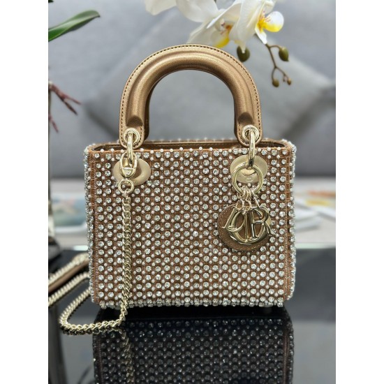 Dior Lady Dior Mini Chain Bag in Square with Strass and Beads