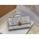 Dior Miss Dior Mini Bag In Iridescent Metallic Silver Lambskin