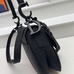 Dior Saddle Bag with Strap in Black Ultramatte Calfskin