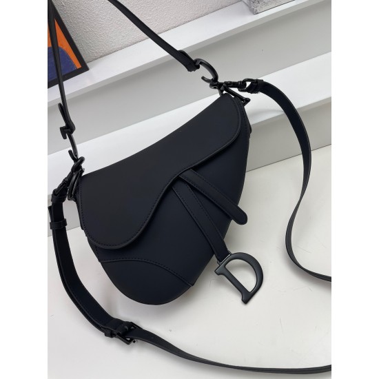 Dior Saddle Bag with Strap in Black Ultramatte Calfskin