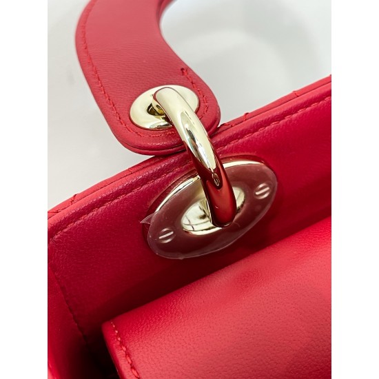 Dior Small Lady Dior My ABCDior Bag in Red Lambskin