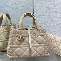 Dior Toujours Medium Bag in Beige Macrocannage Calfskin