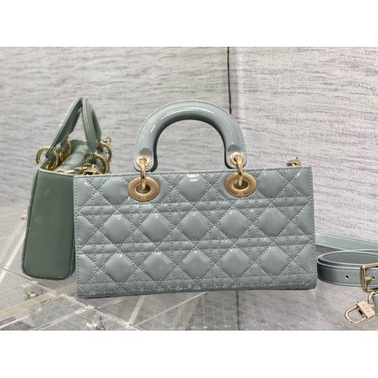 Dior Lady D-Joy Medium Bag in Grey Patent Cannage Calfskin