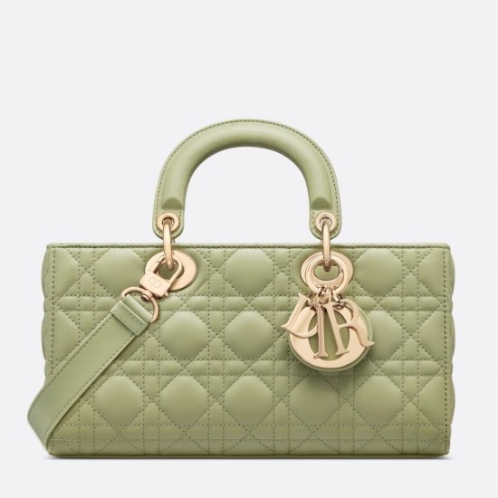 Dior Lady D-Joy Medium Bag In Ethereal Green Cannage Lambskin