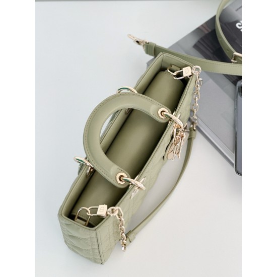 Dior Lady D-Joy Medium Bag In Ethereal Green Cannage Lambskin