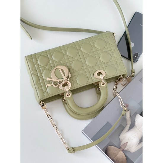 Dior Lady D-Joy Medium Bag In Ethereal Green Cannage Lambskin