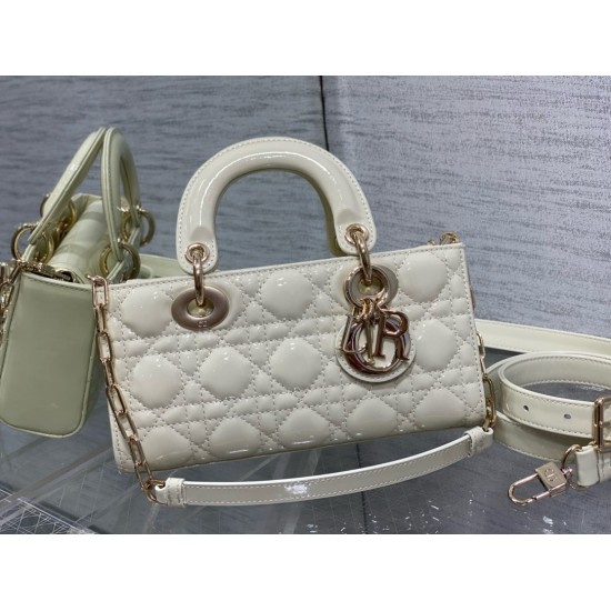 Dior Lady D-Joy Small Bag in White Patent Calfskin