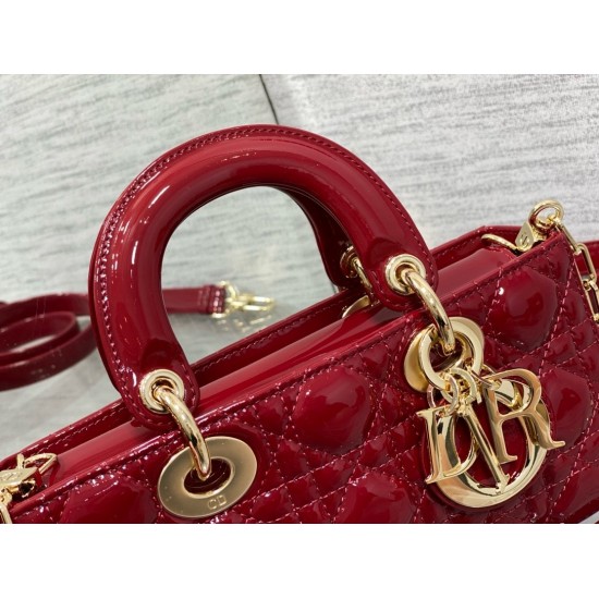 Dior Lady D-Joy Small Bag in Red Patent Calfskin