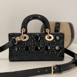 Dior Lady D-Joy Small Bag in Black Patent Calfskin