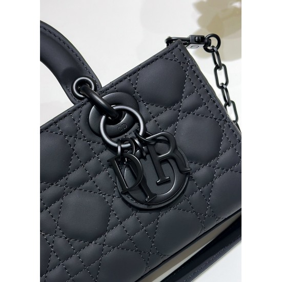 Dior Lady D-Joy Small Bag in Black Ultramatte Calfskin