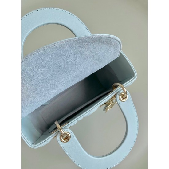 Dior Small Lady Dior My ABCDior Bag in Placid Blue Lambskin