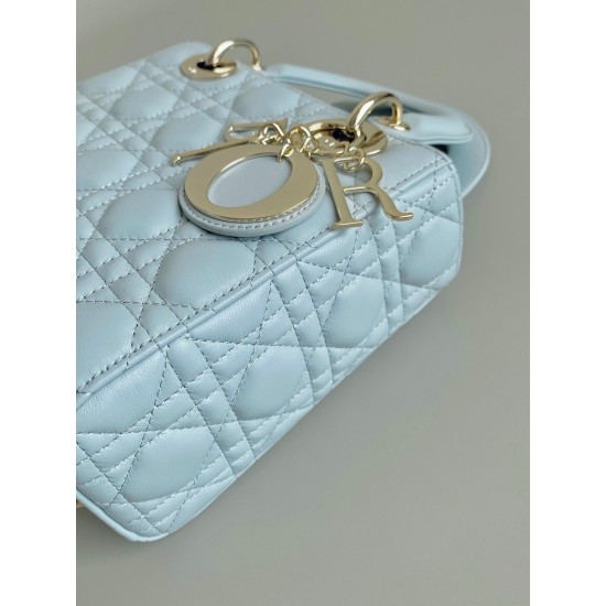 Dior Small Lady Dior My ABCDior Bag in Placid Blue Lambskin