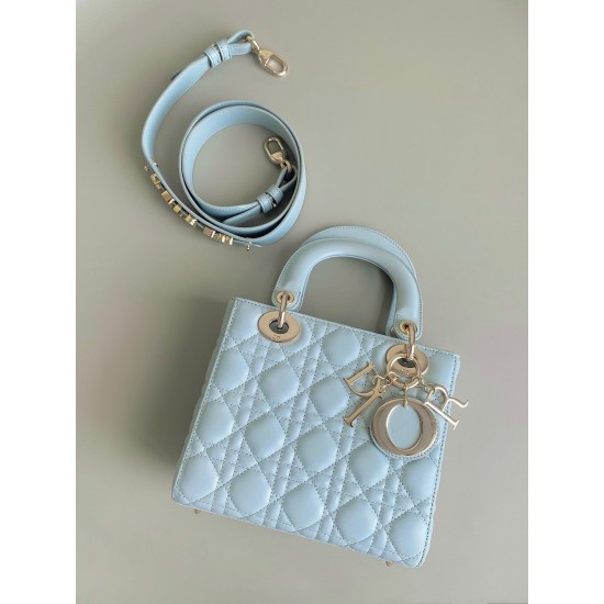 Dior Small Lady Dior My ABCDior Bag in Placid Blue Lambskin