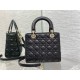 Dior Small Lady Dior Bag in Black Grained Cannage Calfskin