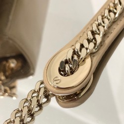 Dior Lady Dior Mini Chain Bag with Chain in Aesthetic Beige Patent Calfskin