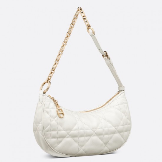 Dior CD Lounge Bag in White Macrocannage Lambskin