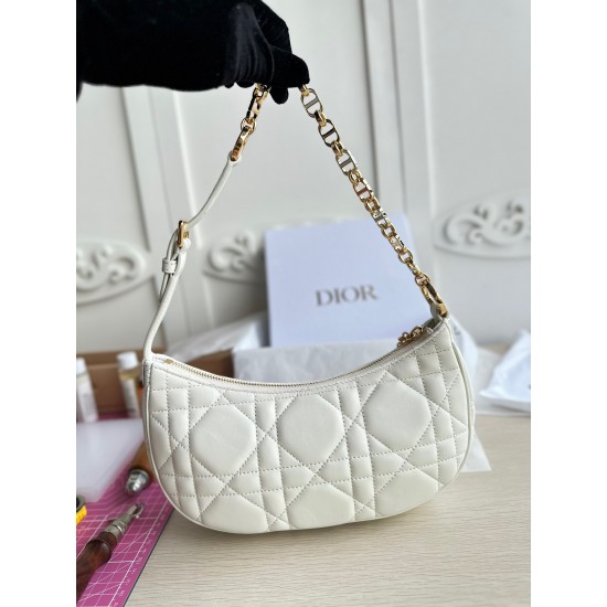 Dior CD Lounge Bag in White Macrocannage Lambskin