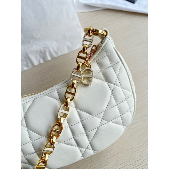 Dior CD Lounge Bag in White Macrocannage Lambskin