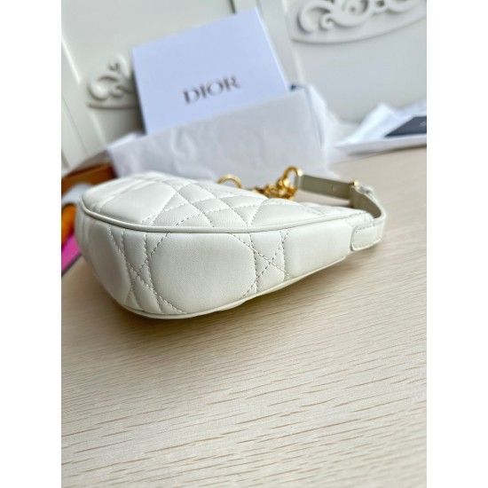 Dior CD Lounge Bag in White Macrocannage Lambskin