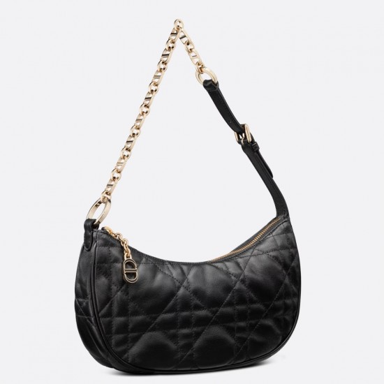 Dior CD Lounge Bag in Black Macrocannage Lambskin