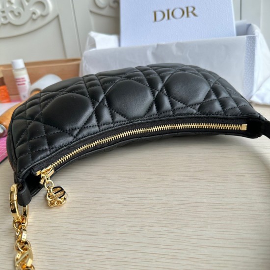 Dior CD Lounge Bag in Black Macrocannage Lambskin