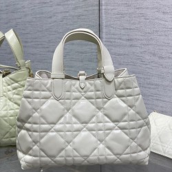 Dior Toujours Medium Bag in White Macrocannage Calfskin