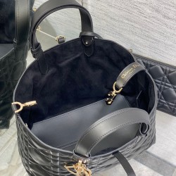 Dior Toujours Medium Bag in Black Macrocannage Calfskin