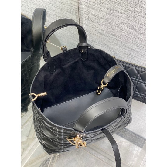 Dior Toujours Medium Bag in Black Macrocannage Calfskin