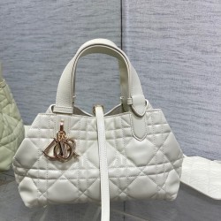 Dior Toujours Small Bag in White Macrocannage Calfskin