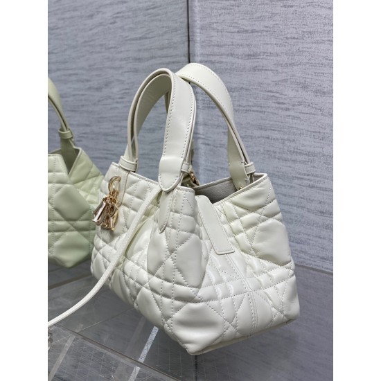 Dior Toujours Small Bag in White Macrocannage Calfskin