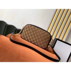 Gucci Original GG Marmont Small Camera Bag With Black Trim