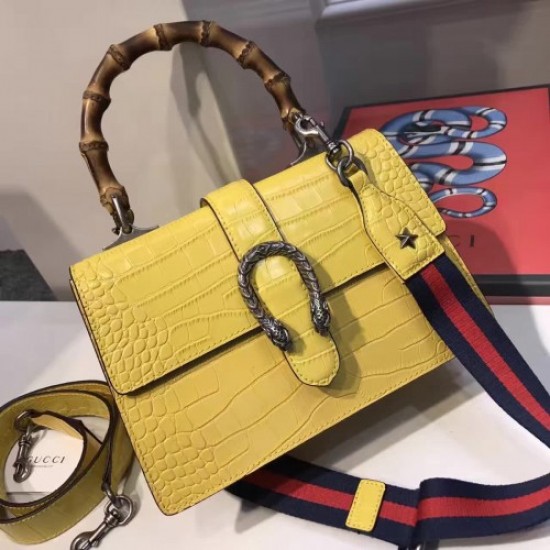 Gucci Dionysus leather top handle bag 448075 Yellow (SuperM-71907)