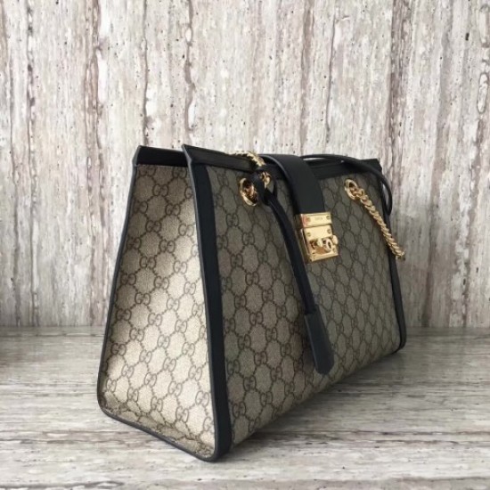 Gucci Padlock GG Supreme Canvas Shoulder Bag 479197 Black 2017