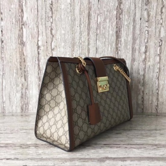 Gucci Padlock GG Supreme Canvas Shoulder Bag 479197 Brown 2017