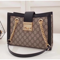 Gucci Padlock GG Supreme Canvas Shoulder Small Bag 498156 Black 2017