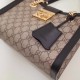 Gucci Padlock GG Supreme Canvas Shoulder Small Bag 498156 Black 2017