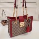 Gucci Padlock GG Supreme Canvas Shoulder Small Bag 498156 Red 2017