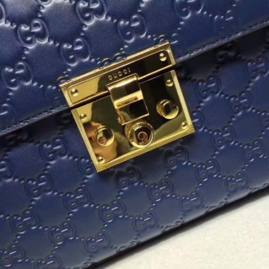 Gucci Padlock Sinature Top Handle Bag 453188 Blue 2017