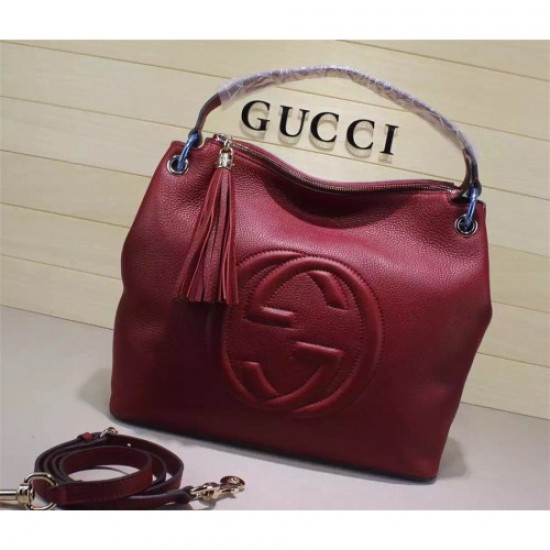 Gucci Soho Leather Hobo 408825 dark red