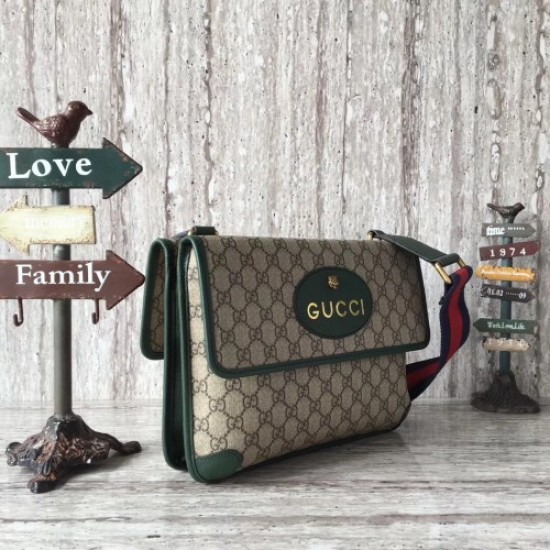 Gucci Web GG Supreme Messenger Bag 495654 Green 2018